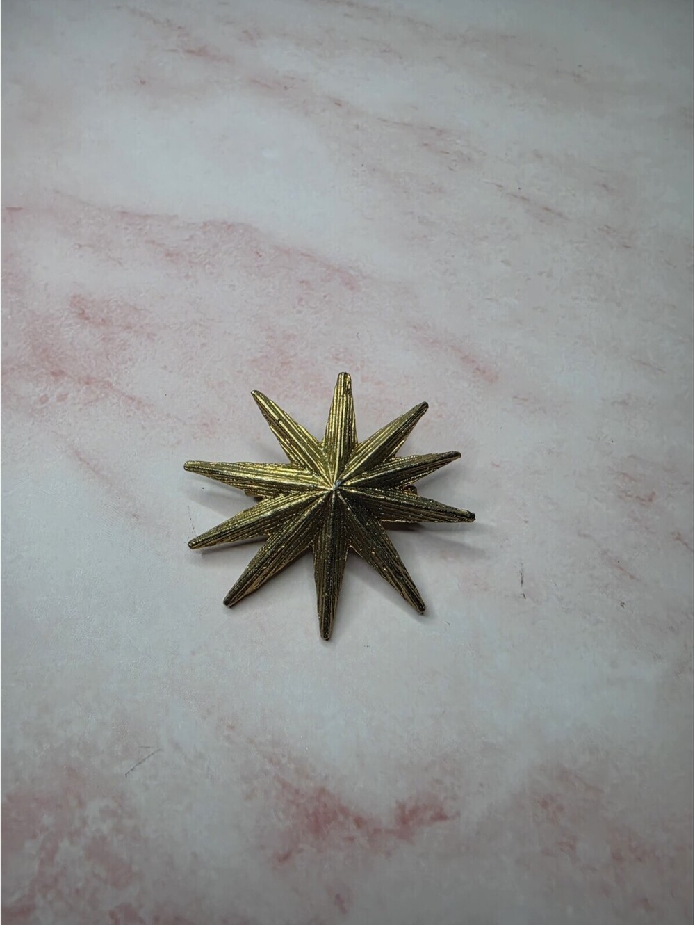 Vintage Signed AJC Gold Tone Starburst Brooch Pin